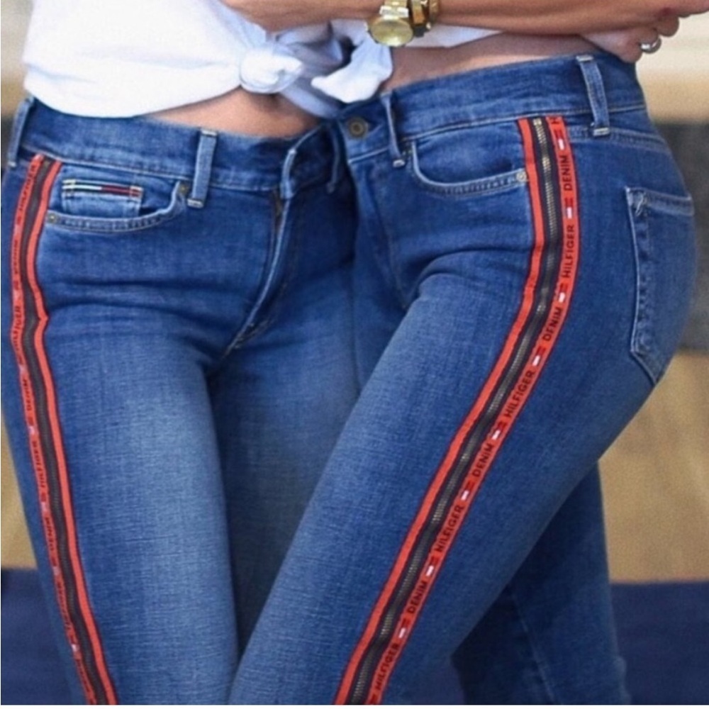 Y2K Logo Side Zipper Skinny Jeans